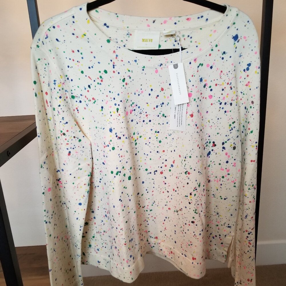 Anthropologie NWT Maeve Jamie Paint Splatter Sweatshirt Size M